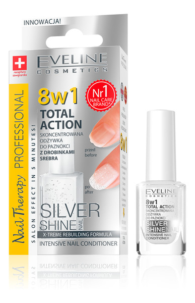 Eveline nail therapy 8в1 здоровые ногти silver shine максимальное восстановление 12мл