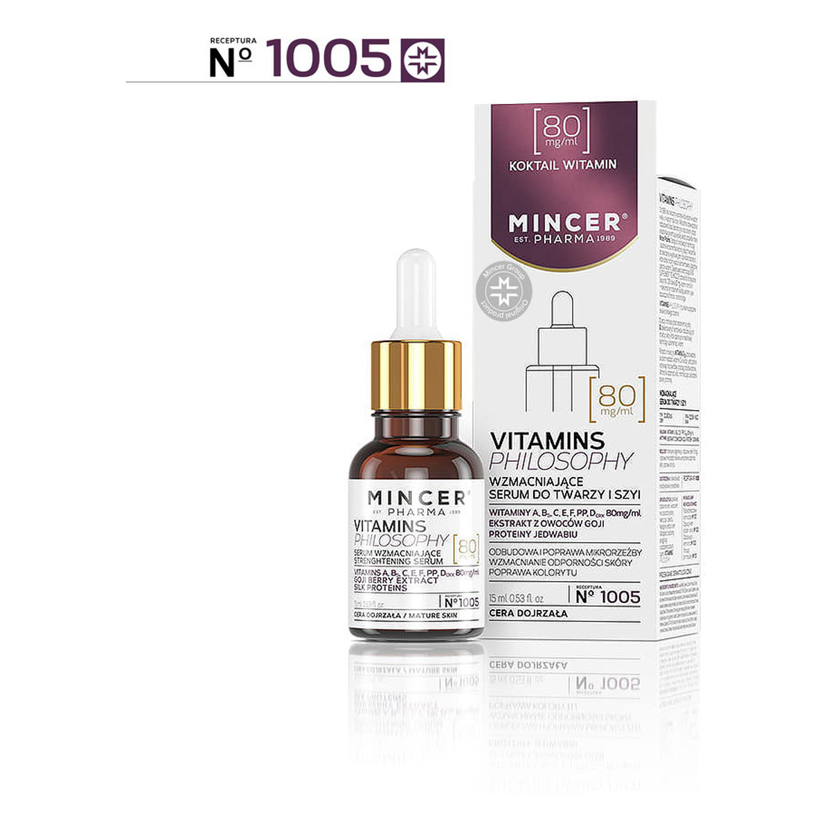 Mincer Pharma Vitamins Philosophy Serum wzmacniające do twarzy i szyi No 1005 15ml