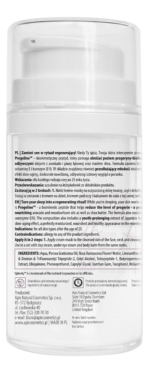 Wielozadaniowa kremo-maska na noc z progeliną