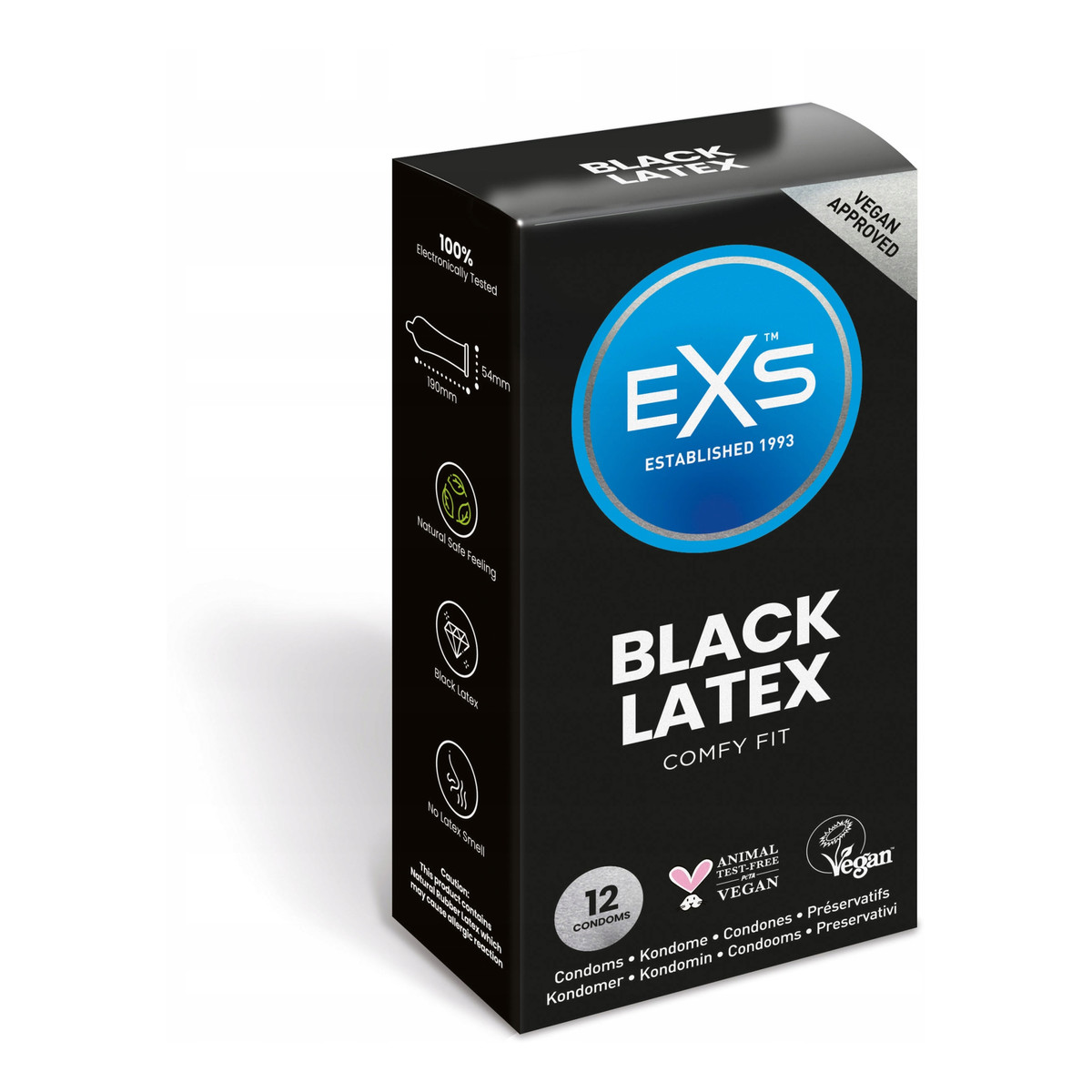 EXS Comfy fit black latex condoms prezerwatywy z czarnego lateksu 12szt.