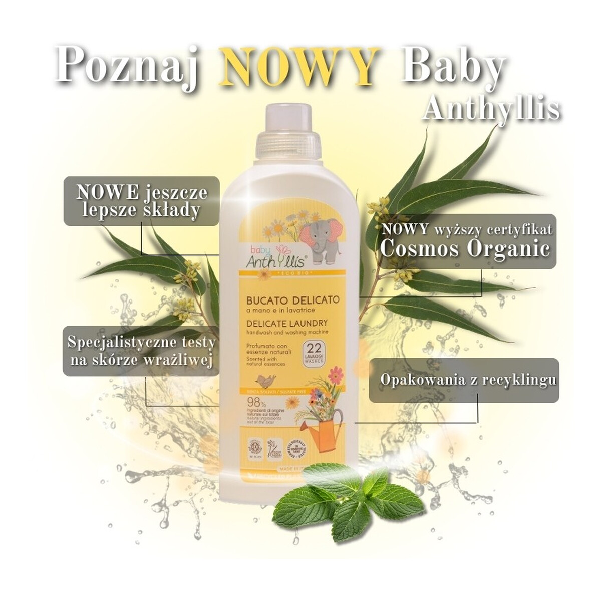 Anthyllis Baby Naturalny płyn do prania ubranek dziecięcych 1000ml