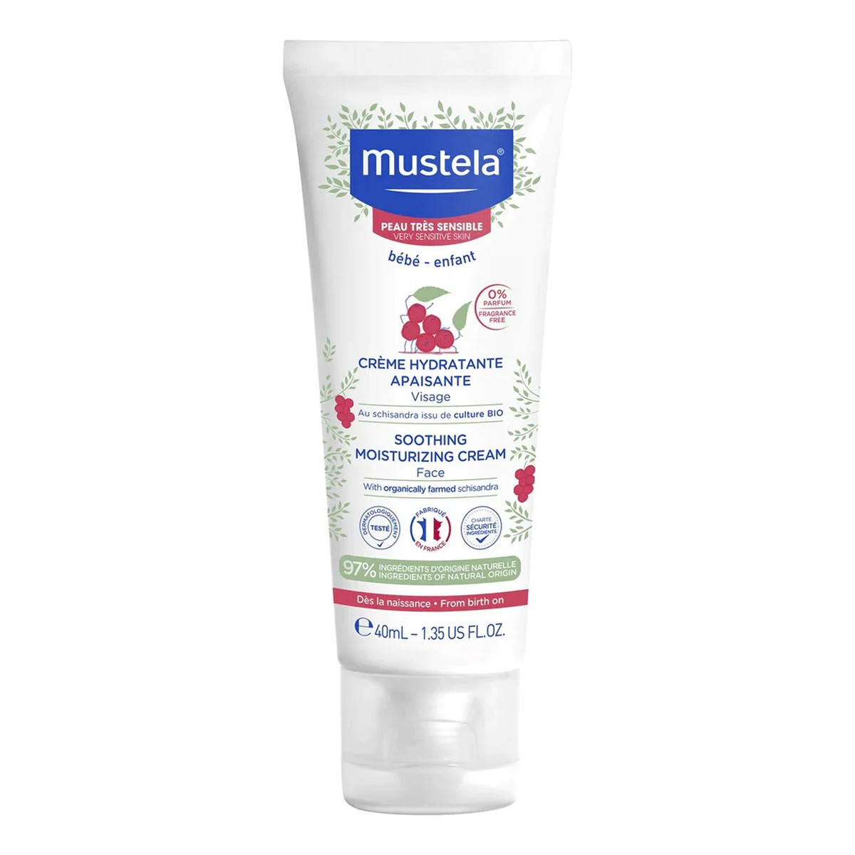 Mustela Soothing Moisturizing Cream łagodzący Krem nawilżający do twarzy dla dzieci i niemowląt 40ml