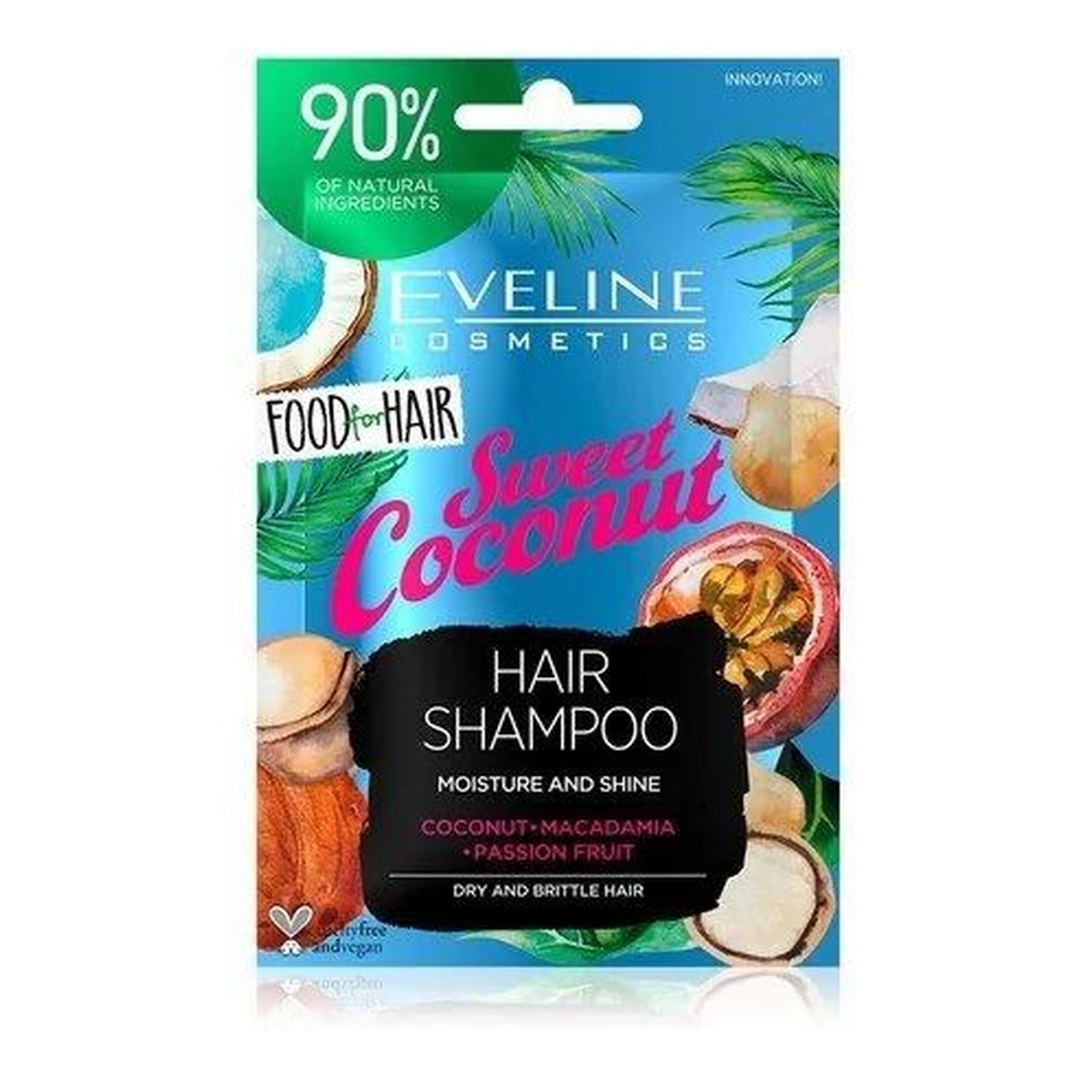 Eveline Food For Hair Sweet Coconut Szampon do włosów normalnych i cienkich - nawilżenie i połysk 20ml