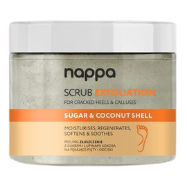 Nappa scrub exfoliation peeling złuszczenie z cukrem i łupinami kokosa na pękające pięty i odciski