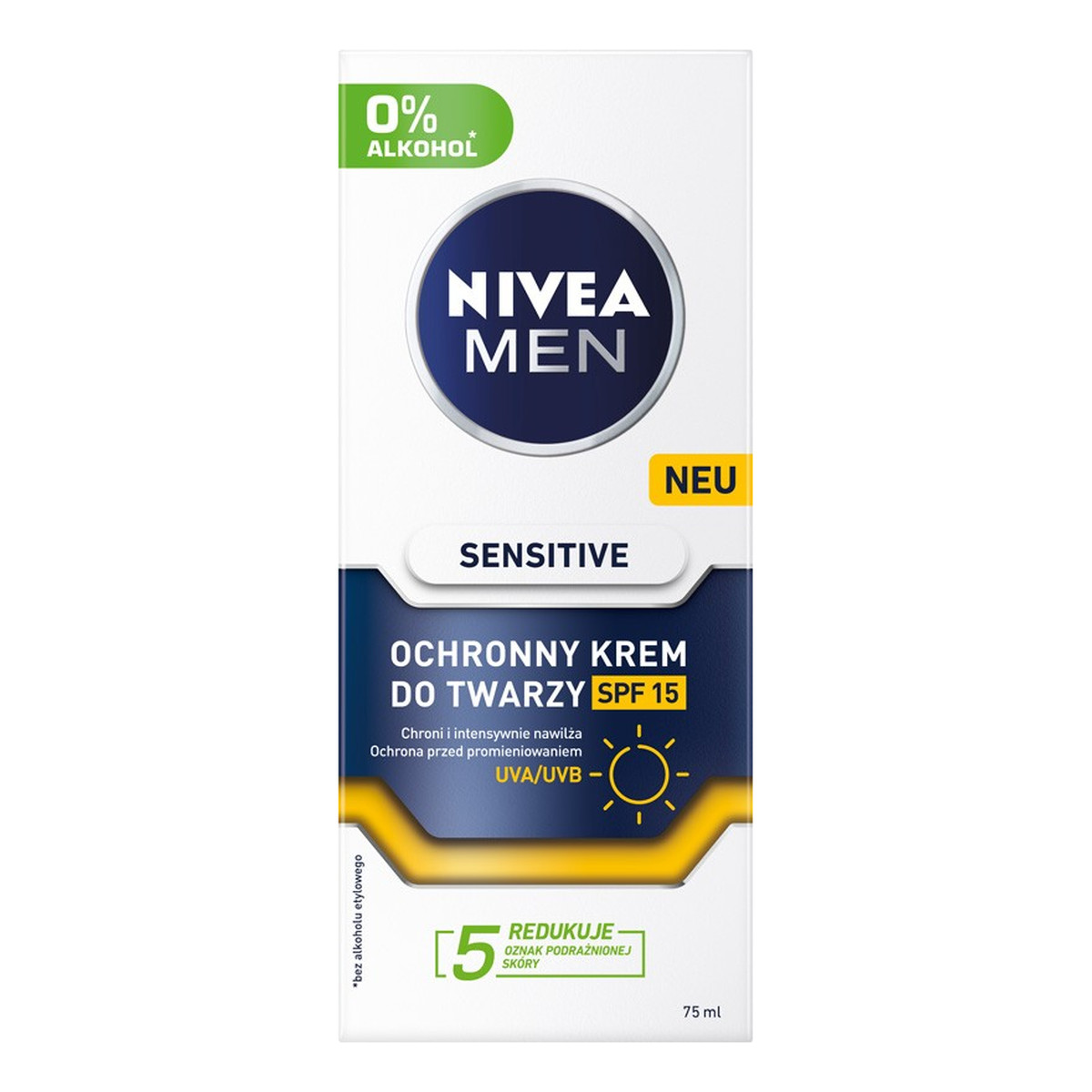 Nivea Men sensitive łagodzący Krem nawilżający do twarzy z spf15 75ml