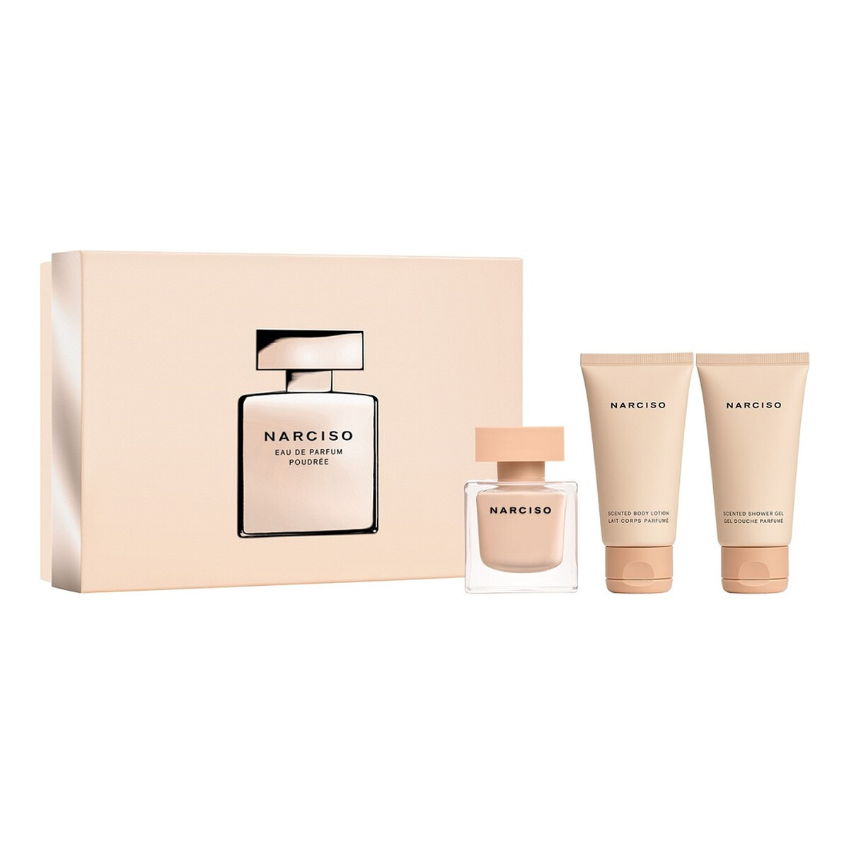Narciso Rodriguez Narciso Poudree Zestaw woda perfumowana spray 50ml + balsam do ciała 50ml + żel pod prysznic 50ml