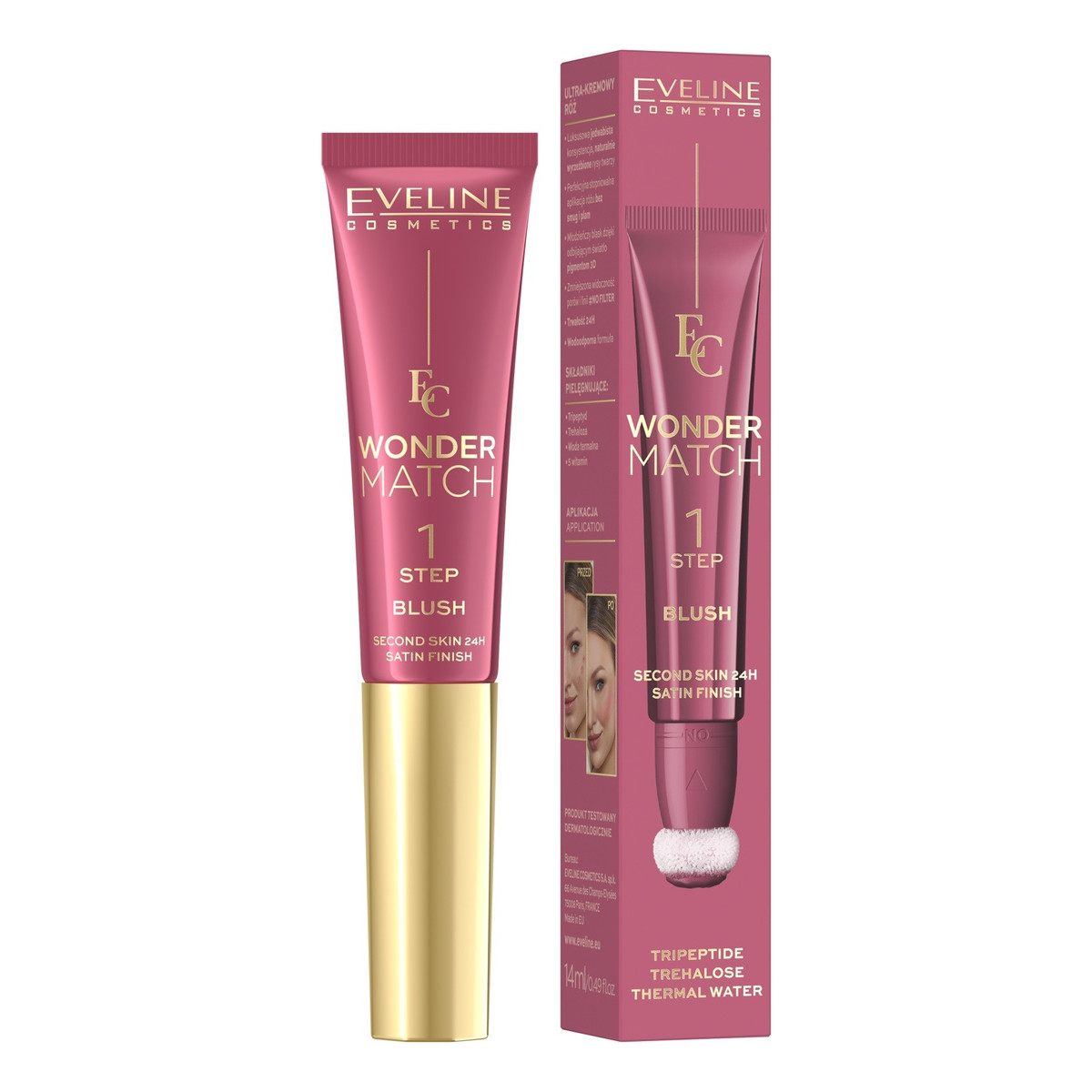 Eveline Wonder match ultrakremowy róż w tubce z aplikatorem-nr 01 14ml