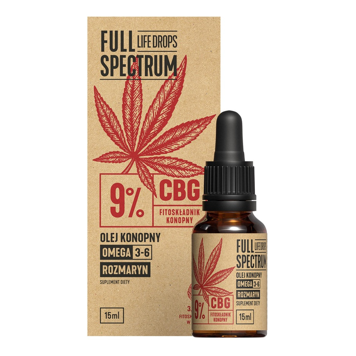 Full Spectrum Olejek konopny 9% cbg suplement diety 15ml