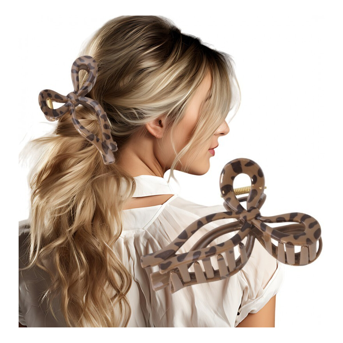 Ecarla Spinka klamra do włosów XL panterka brązowa 22g