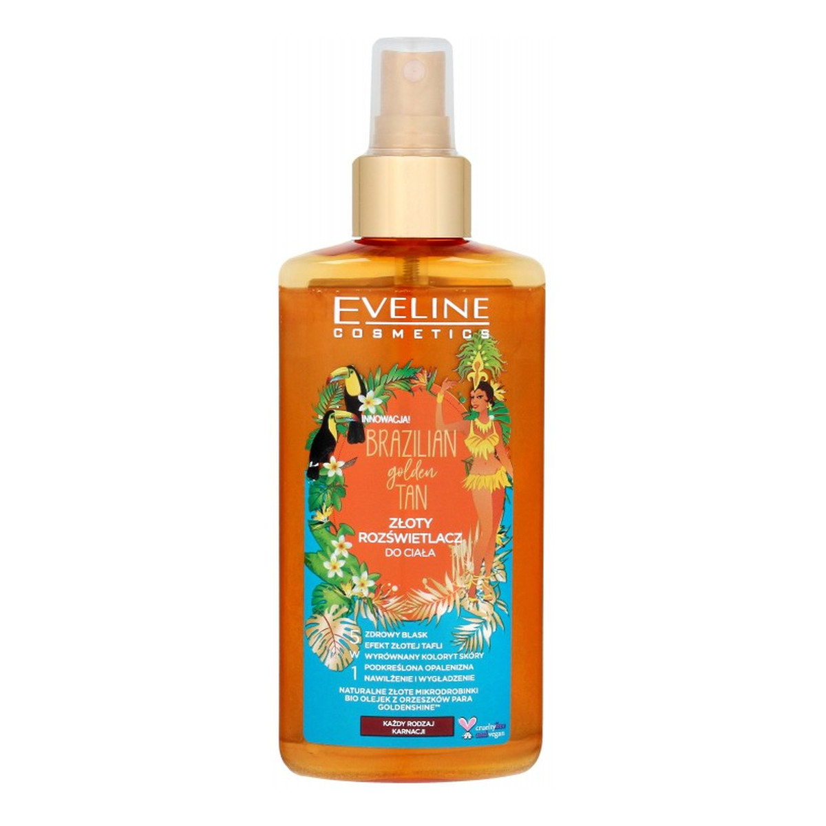 Eveline Brazilian Body Golden Tan Złoty Rozświetlacz do ciała 5w1 - do każdego rodzaju karnacji 150ml