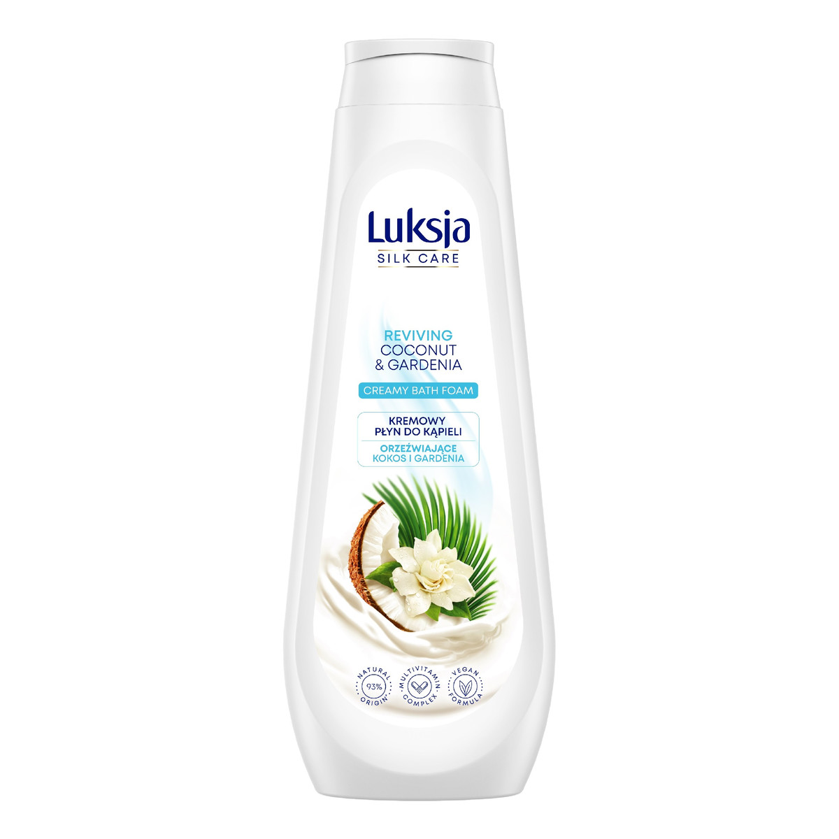 Luksja Silk Care Kremowy Płyn do kąpieli - Orzeźwiające Kokos i Gardenia 900ml