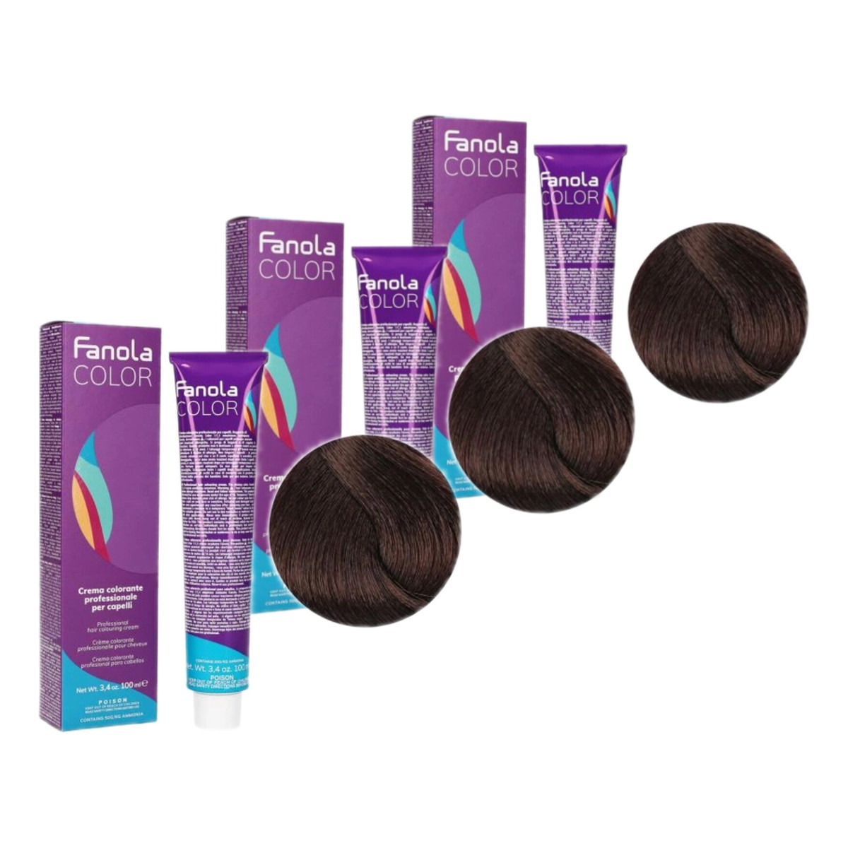 Fanola Color Krem koloryzujący Farba do włosów 6.29 Gorzka Czekolada Bitter Chocolate 3x100ml