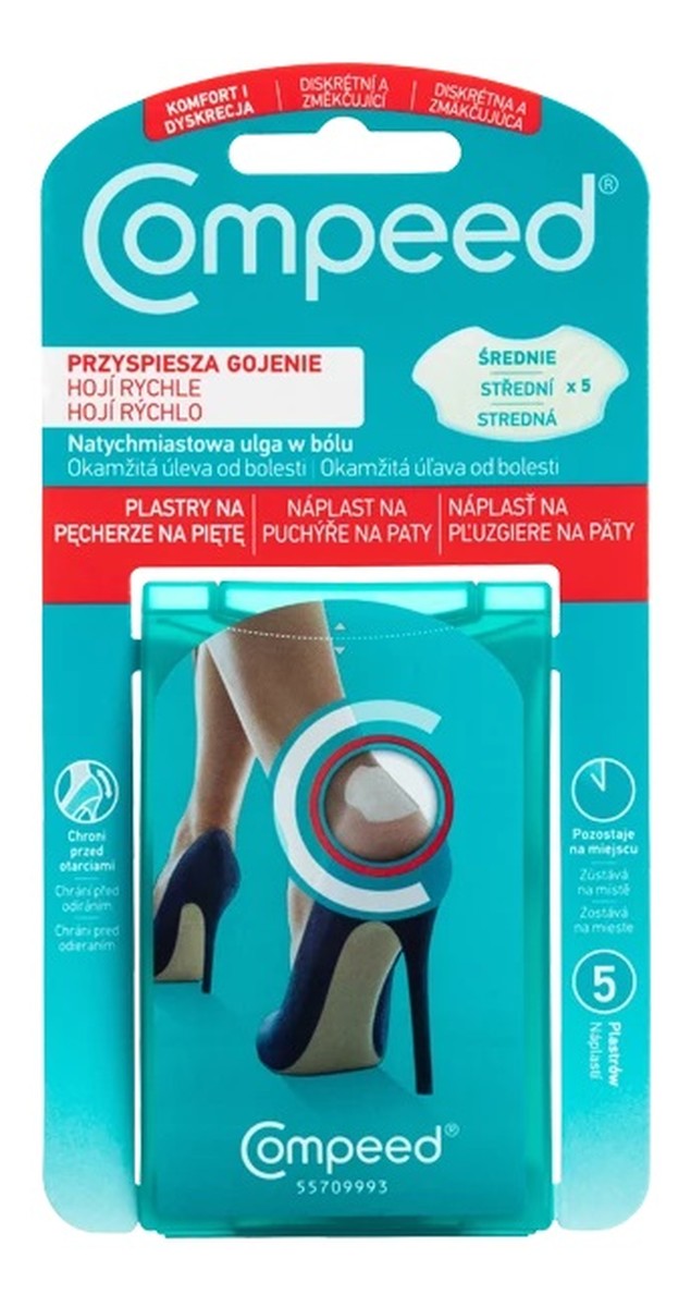 Plastry na pęcherze na piętę Średnie 5 Szt.
