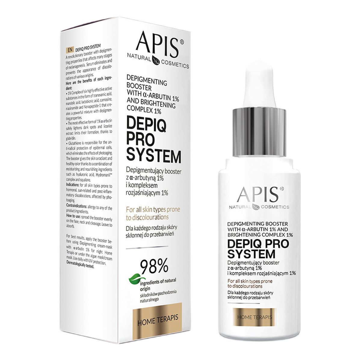 Apis Depiq pro system depigmentujący booster z α-arbutyną 1% i kompleksem rozjaśniającym 1% 30ml