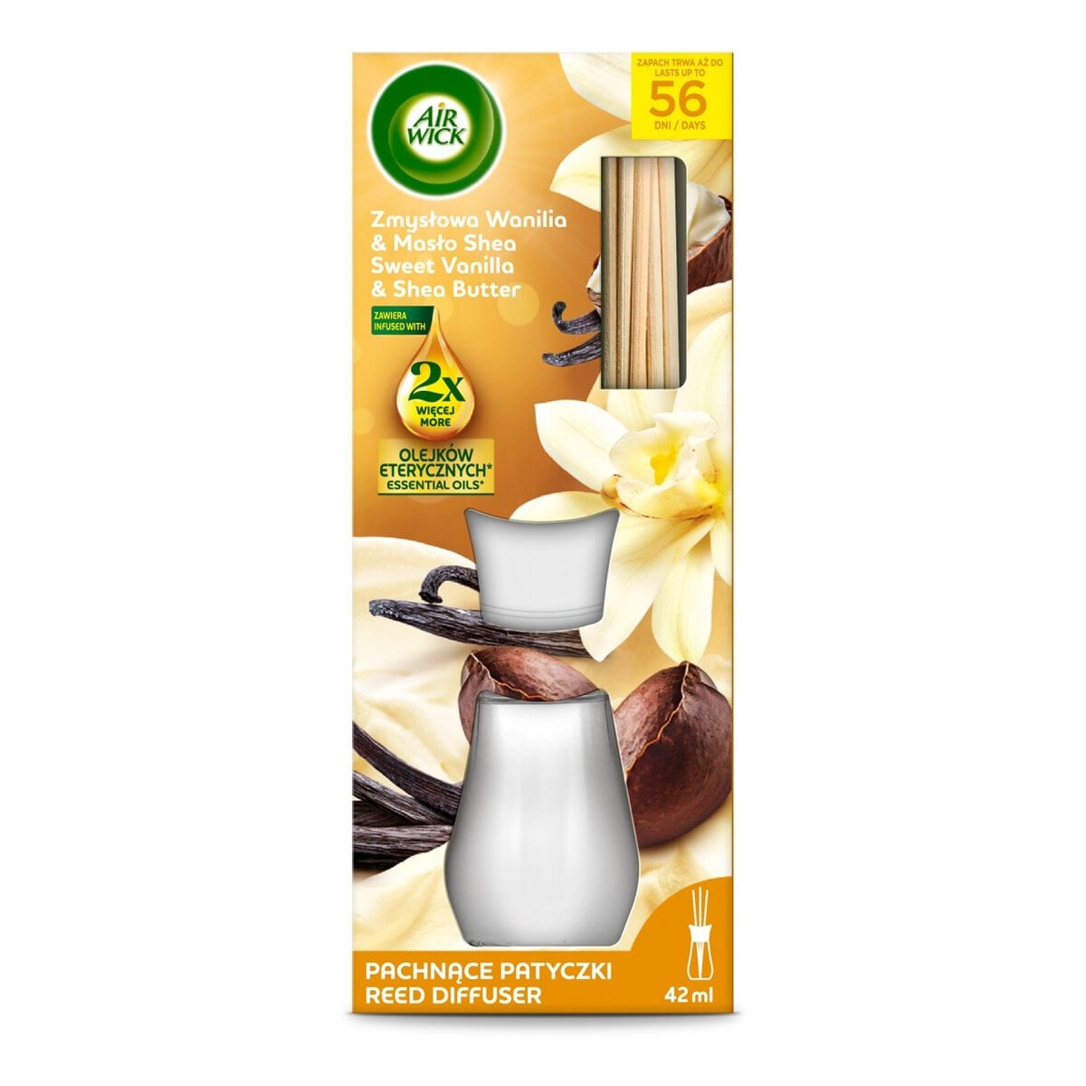 Air Wick Patyczki Zapachowe Zmysłowa Wanilia & Masło Shea 42ml