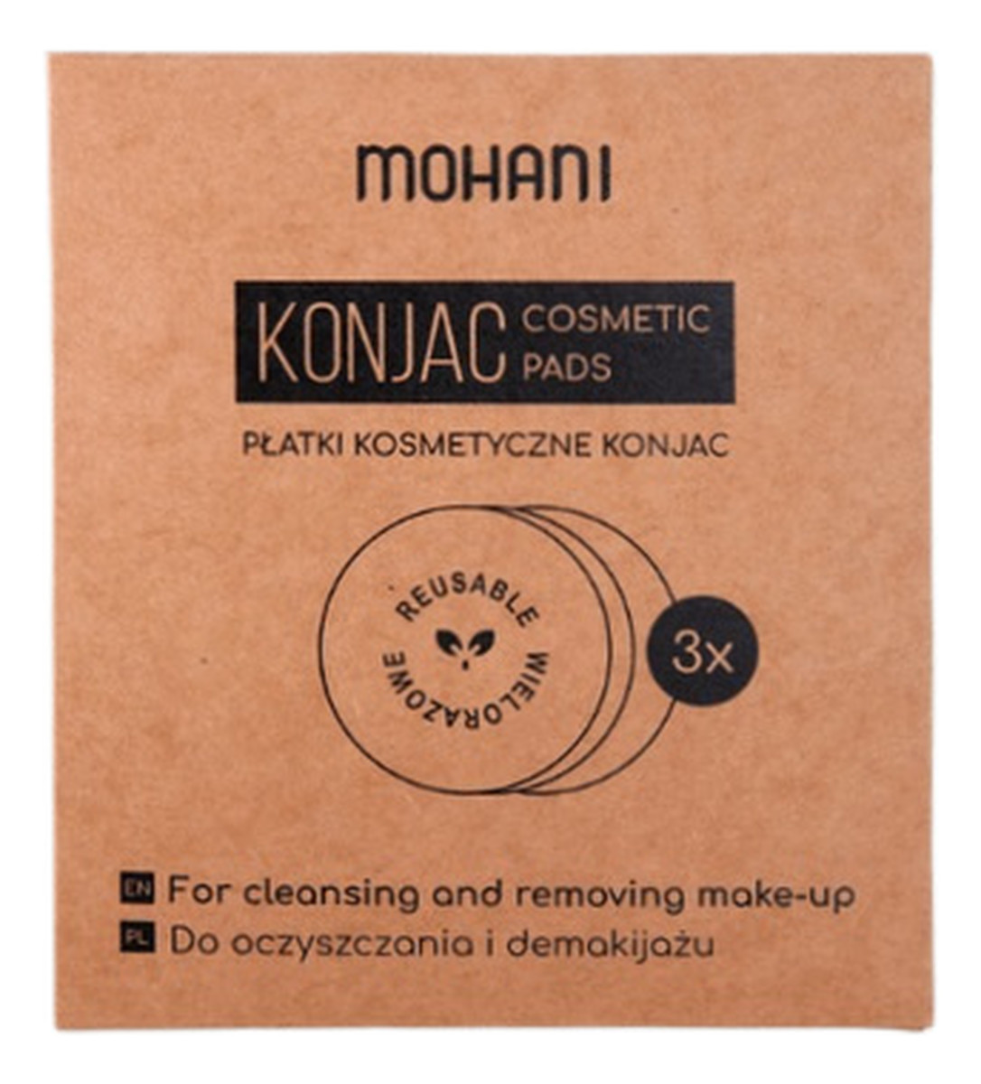 Konjac wielorazowe roślinne płatki kosmetyczne 3szt.