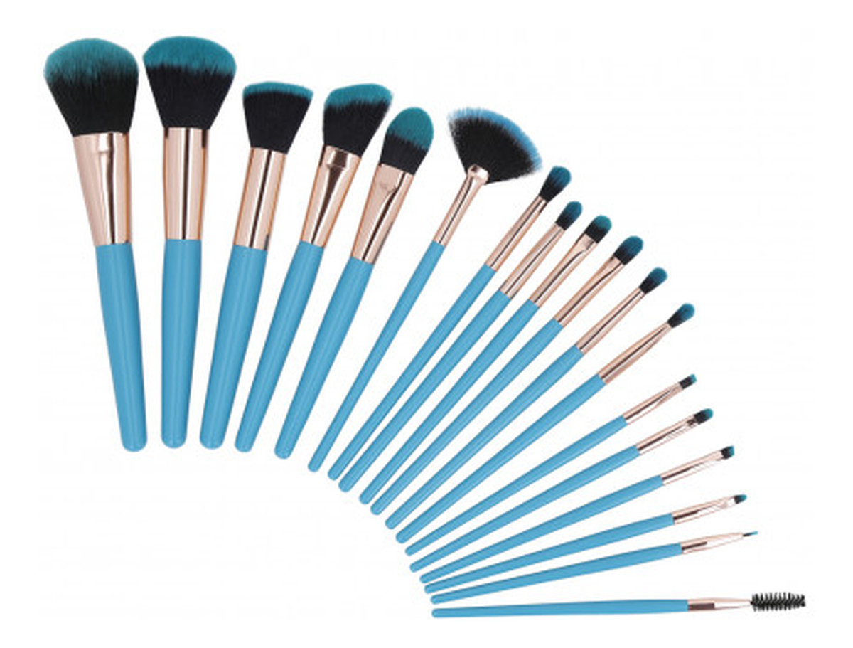 Zestaw 18-stu Pędzli Do Makijażu Niebieski