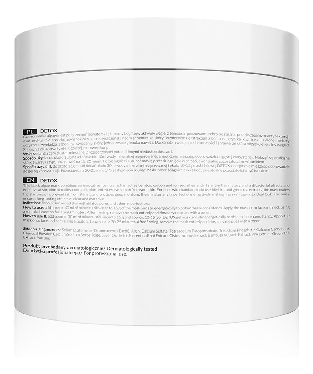 Maska algowa detoksykująca do twarzy z węglem z bambusa i jonizowanym srebrem