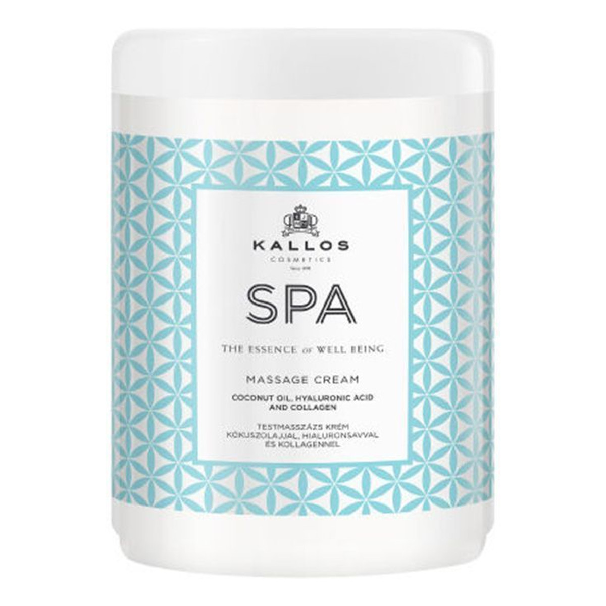 Kallos Spa Massage Cream krem do masażu ciała Coconut Oil Hyaluronic Acid & Collagen 1000ml