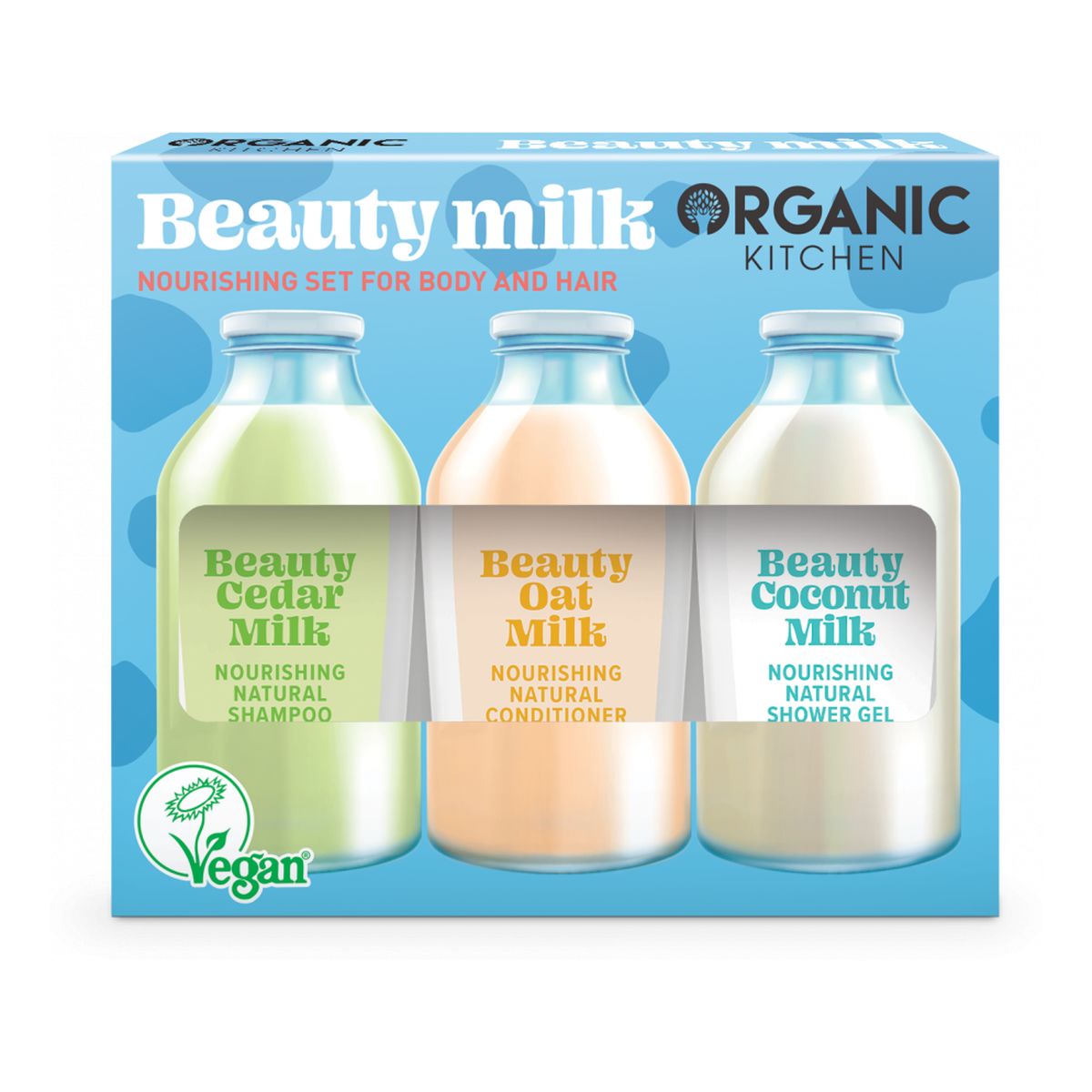Organic Kitchen Zestaw odżywczy do ciała i włosów Beauty Milk 3x100ml