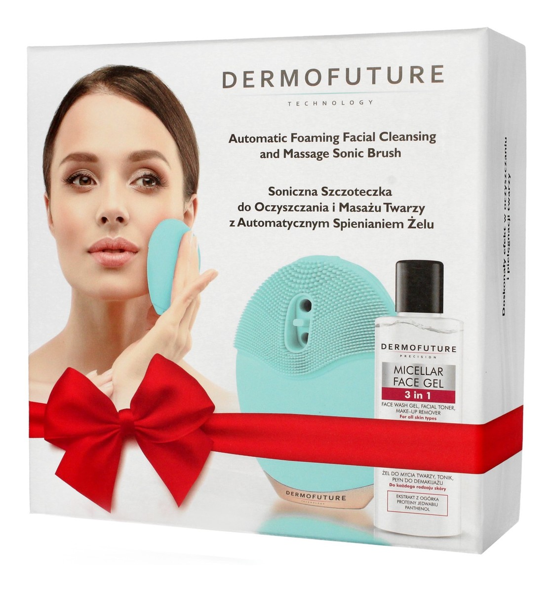 Szczoteczka soniczna do twarzy ze spieniaczem zielona + żel 1 op.