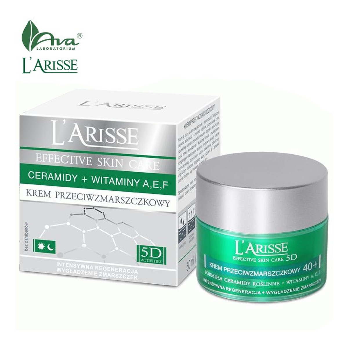 Ava Laboratorium L'ARISSE Krem przeciwzmarszczkowy 40+ formuła ceramidy roślinne + witaminy 5D 50ml