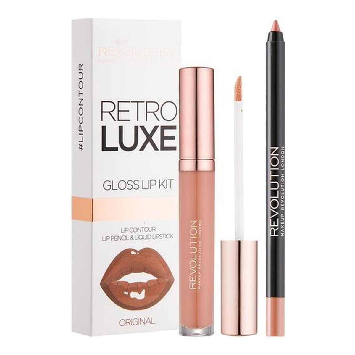 Makeup Revolution Retro Luxe Gloss Lip Kit zestaw błyszczyk i konturówka