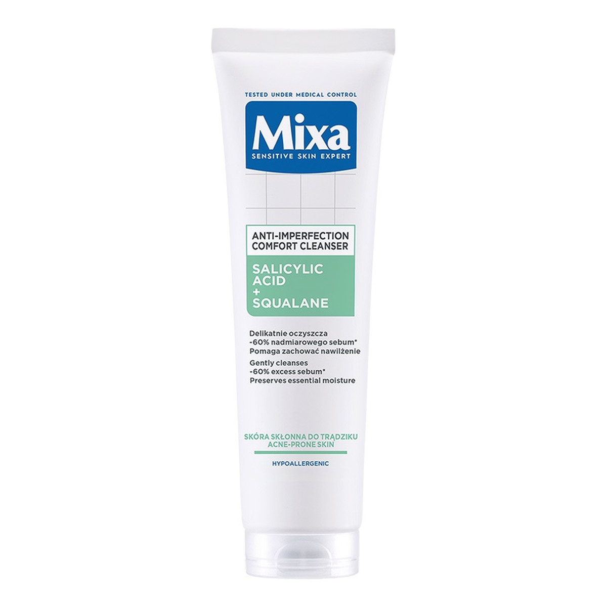 Mixa Comfort Cleanser Żel oczyszczający do twarzy przeciw niedoskonałościom kwas salicylowy + skwalan 150ml