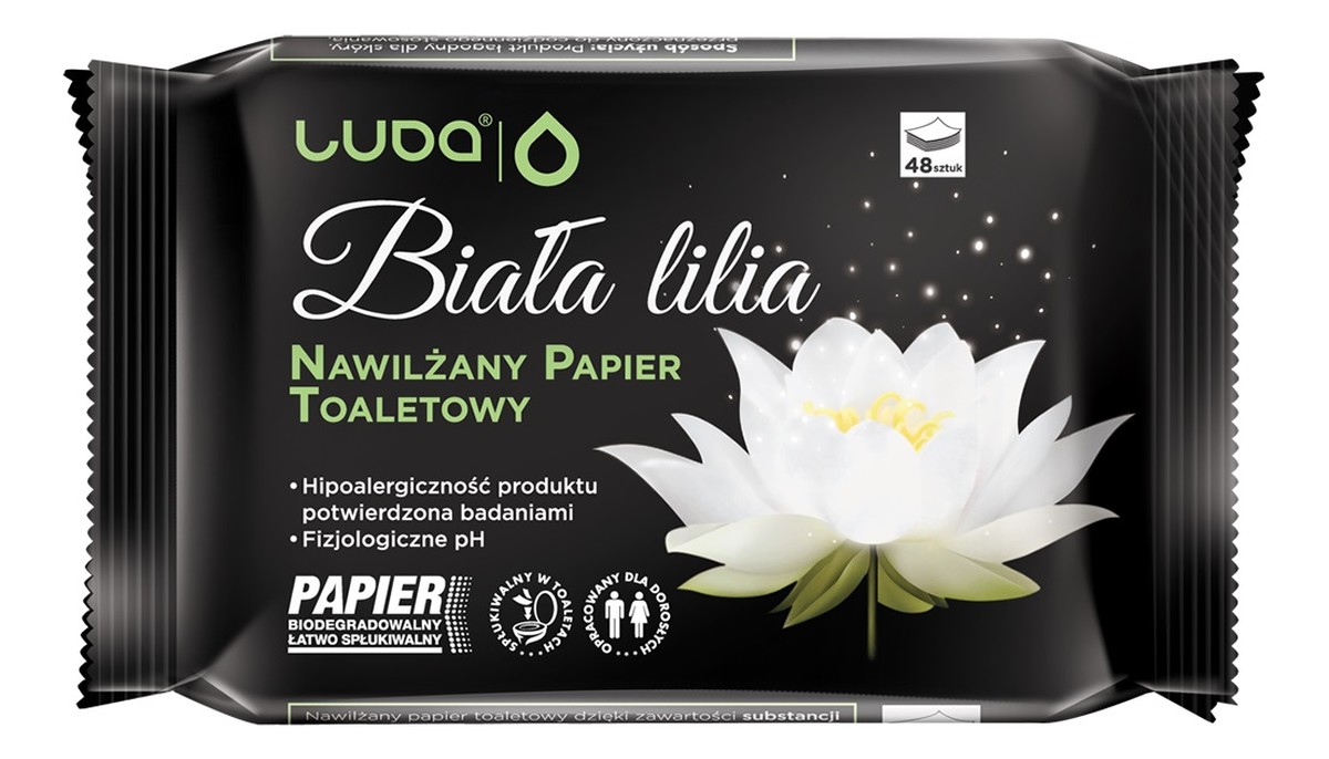 Nawilżany papier toaletowy dla dorosłych biała lilia 48szt
