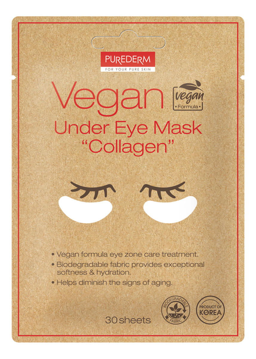 Vegan under eye mask Wegańskie płatki pod oczy z kolagenem 30szt