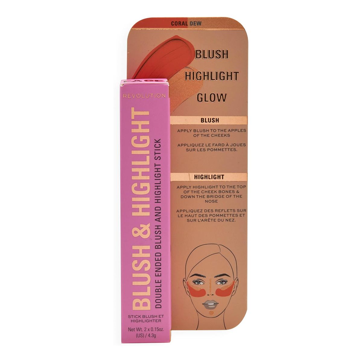 Makeup Revolution Blush & Highlight Stick Róż i Rozświetlacz w sztyfcie 4g