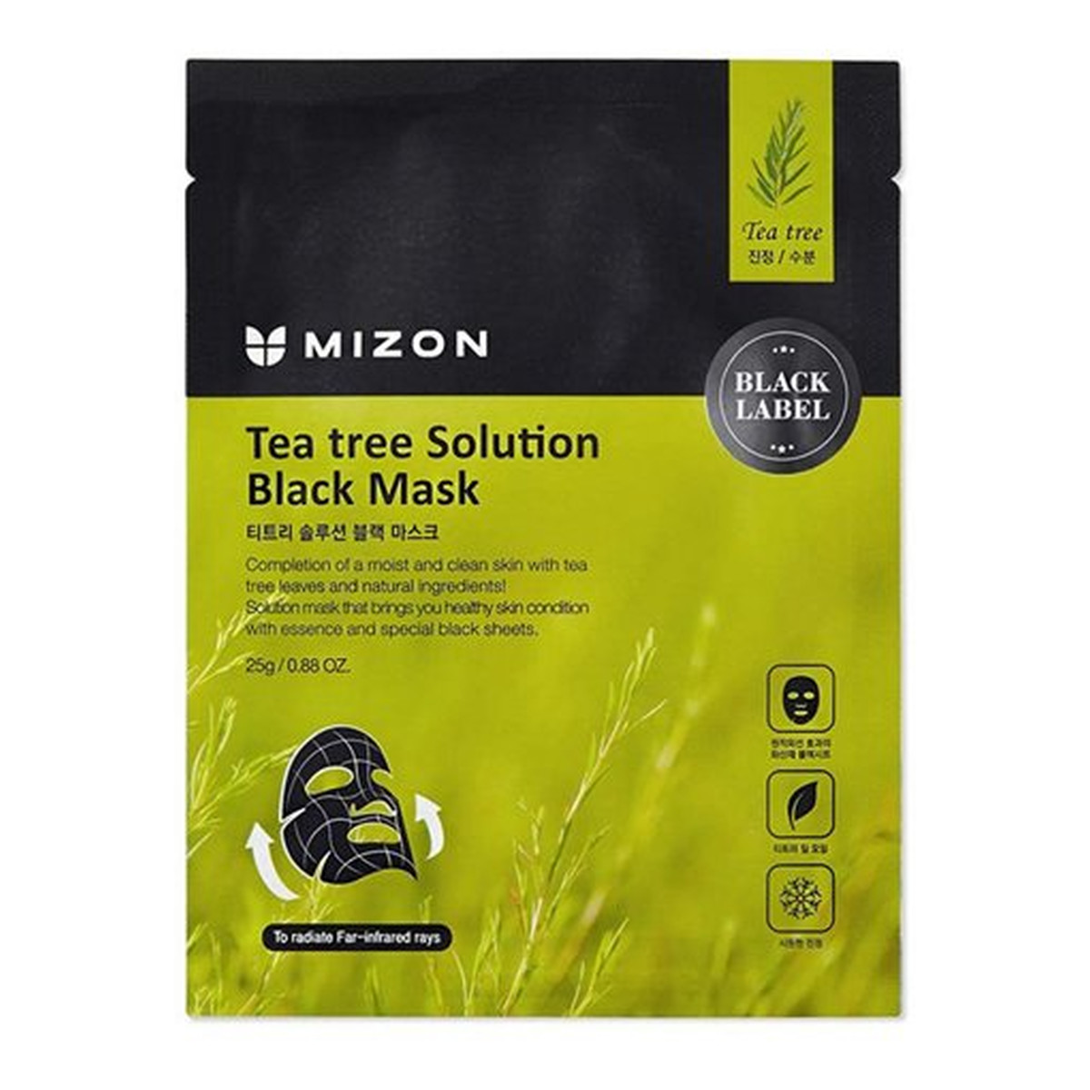 Mizon Tea Tree Solution Black Mask maska na czarnym płacie 25g