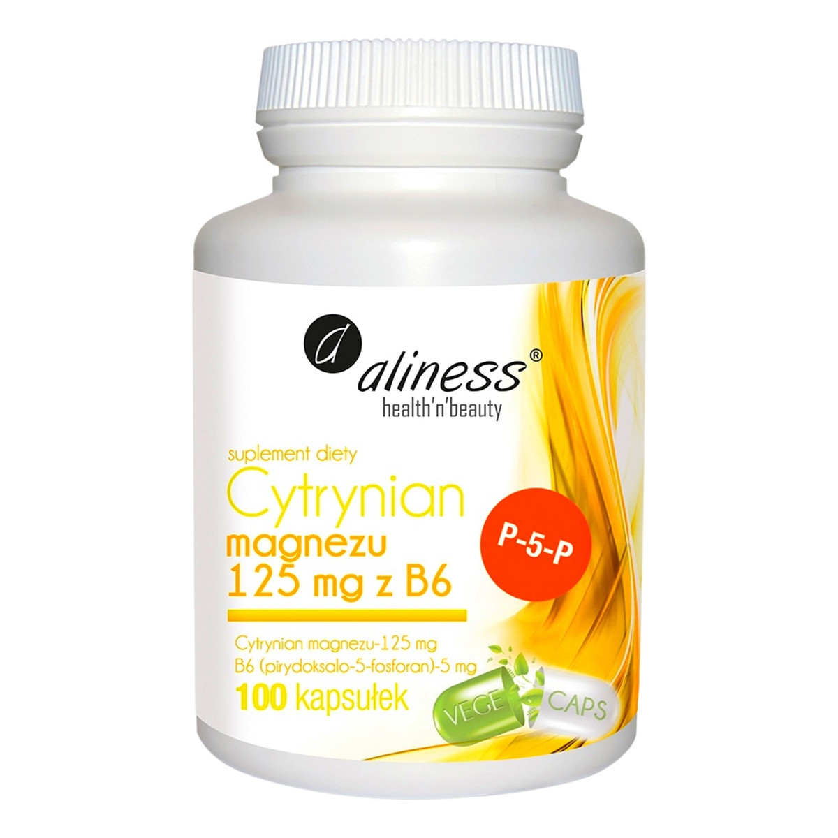 Aliness Cytrynian magnezu 125mg z b6 suplement diety 100 kapsułek