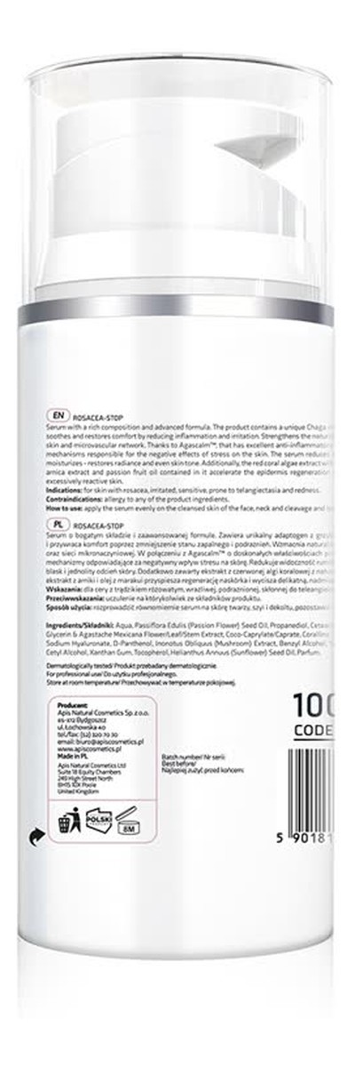 Rosacea-stop serum redukujące zaczerwienienia dla cery z trądzikiem różowatym i wrażliwej
