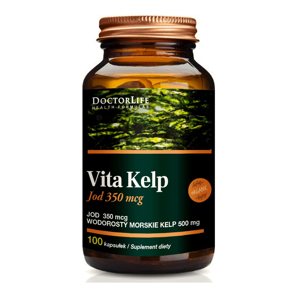 Doctor Life Vita kelp organic 500mg organiczny jod suplement diety 100 kapsułek