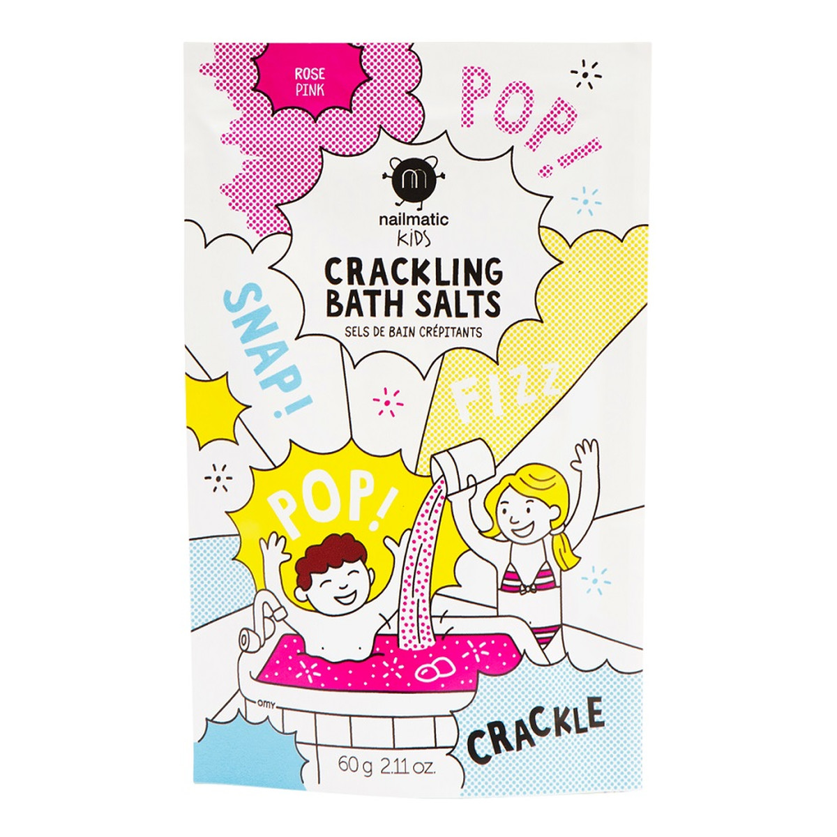 Nailmatic Kids crackling bath salts musująca sól do kąpieli dla dzieci pink 60g