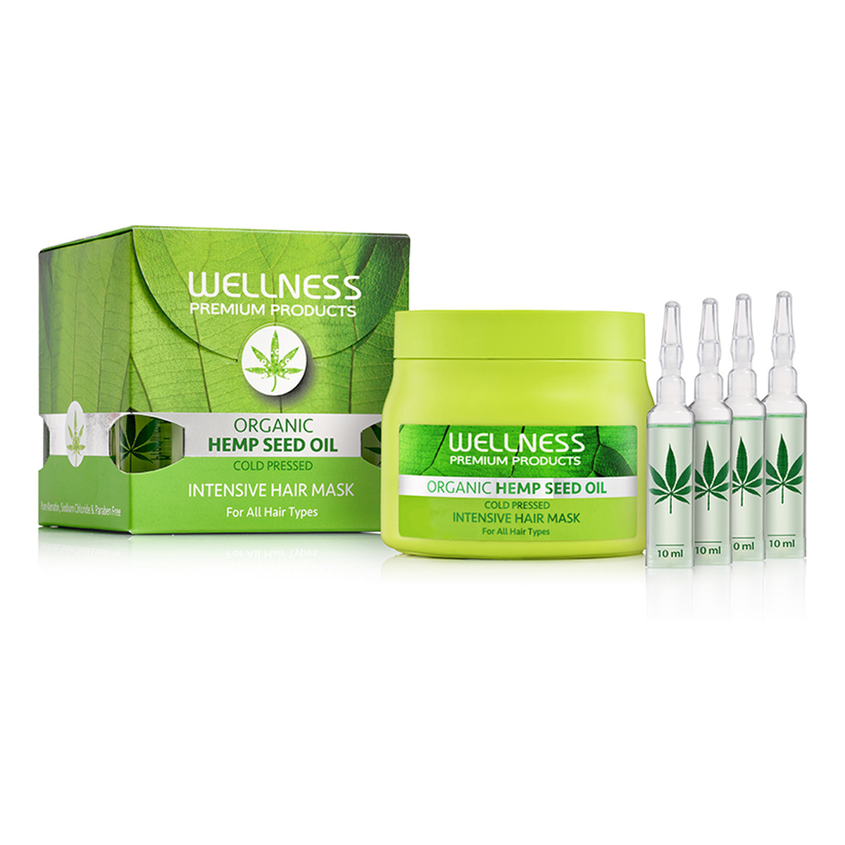 Wellness Organic hemp seed oil intensive hair mask intensywnie regenerująca maska do włosów 500ml + ampułki 4szt