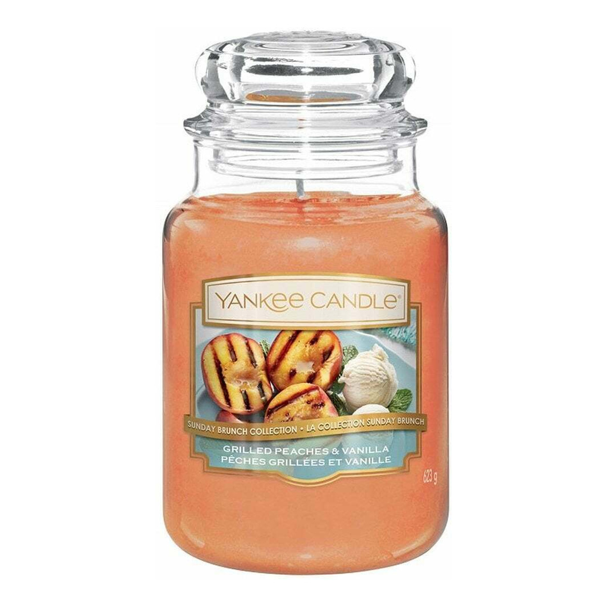 Yankee Candle Large Jar duża świeczka zapachowa Grilled Peaches & Vanilla 623g