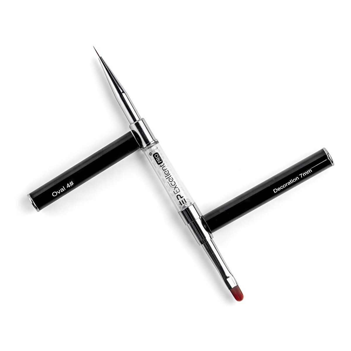 Excellent PRO Decoration pędzelek 2w1 z cyrkoniami oval #4 7mm