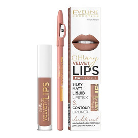 Eveline OH my Lips zestaw do makijażu ust matowa pomadka w płynie + kredka do ust