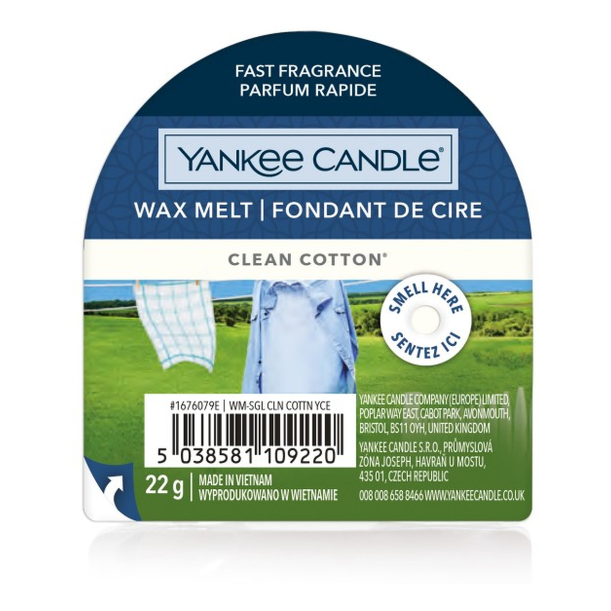 Yankee Candle Wax melt wosk zapachowy clean cotton 22g