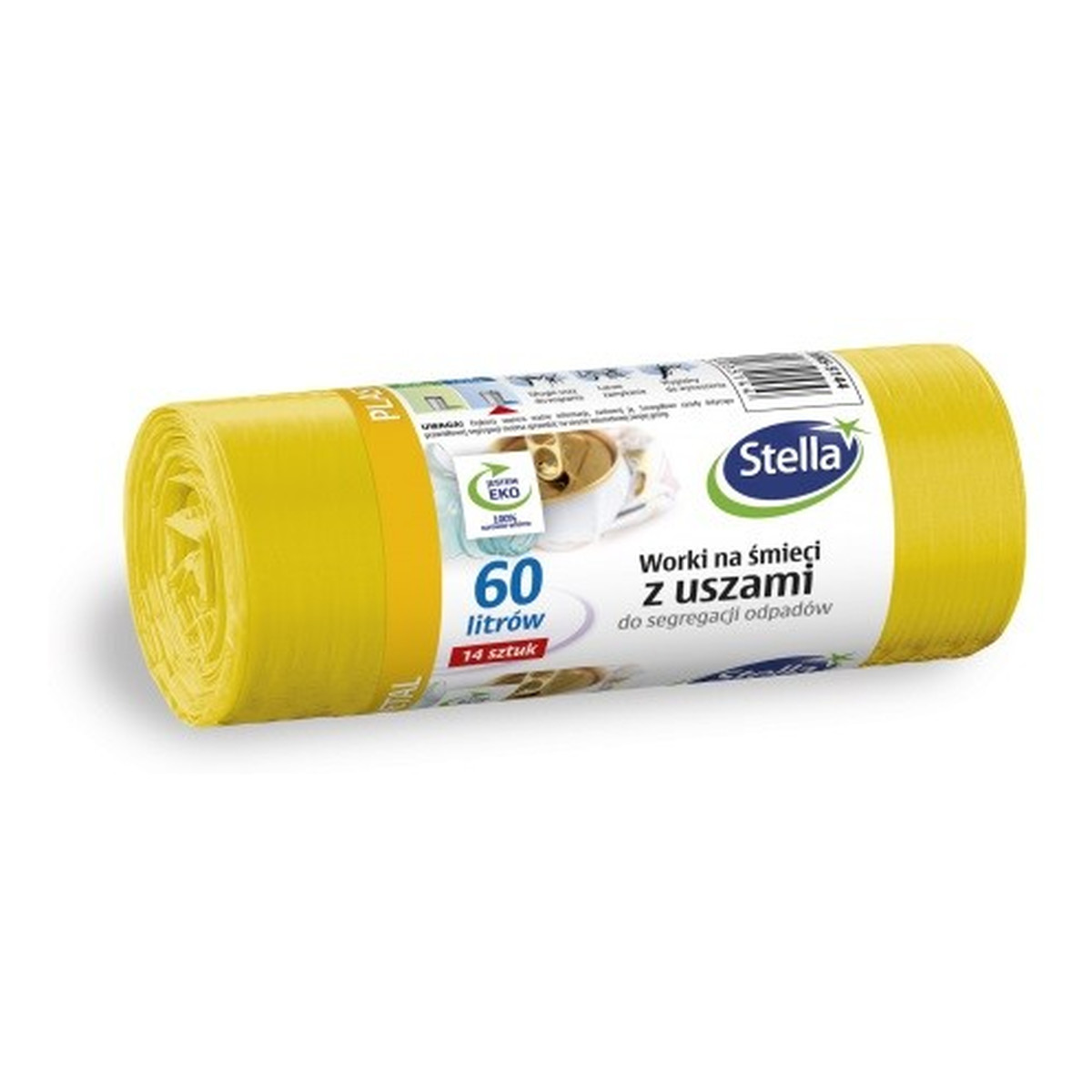 Stella Worki z uszami do segregacji odpadów METAL PLASTIK żółte 60L - 1op.-14szt.