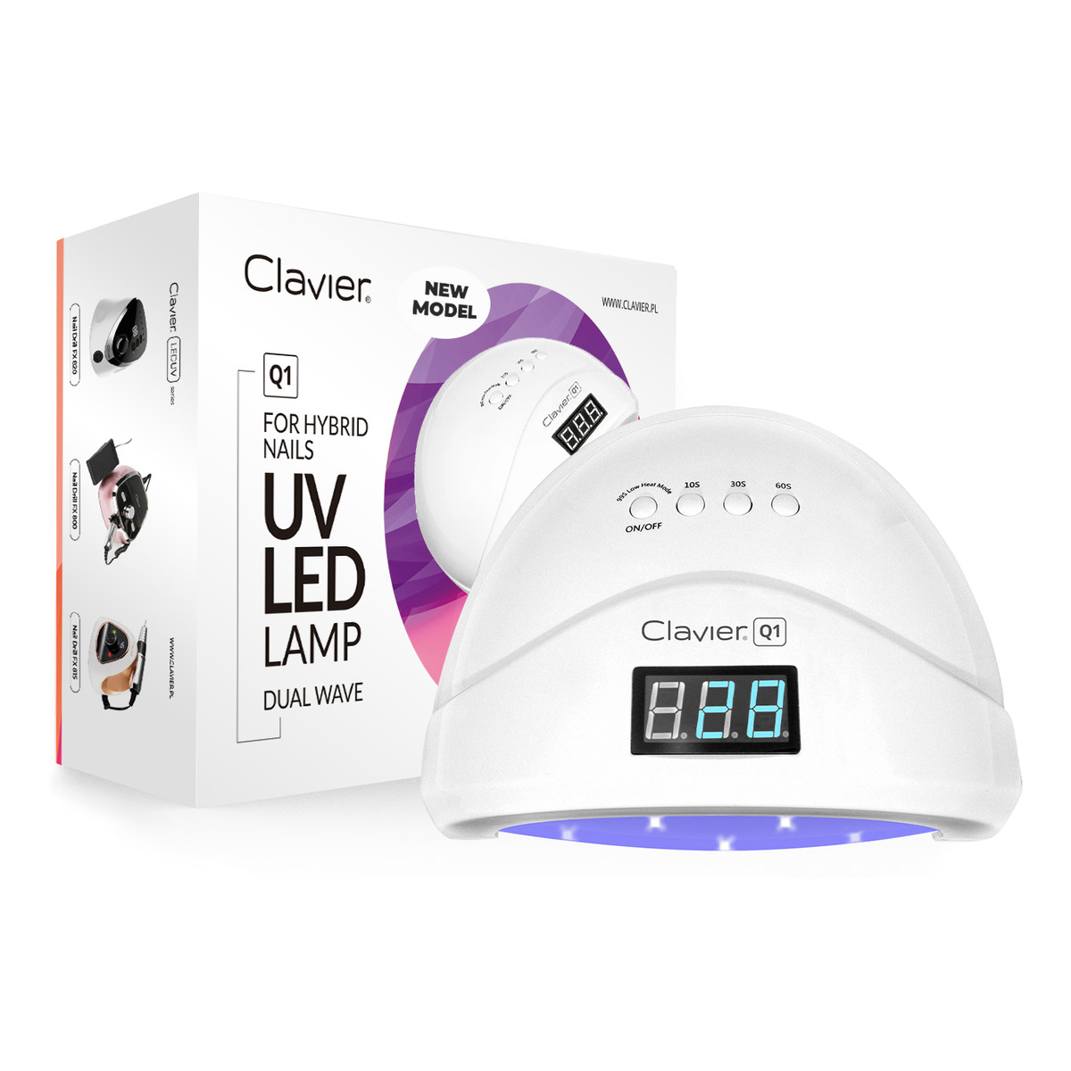 Clavier Lampa Do Paznokci Hybryd Manicure Żeli Clavier Q1 z lustrzanym dnem 48W