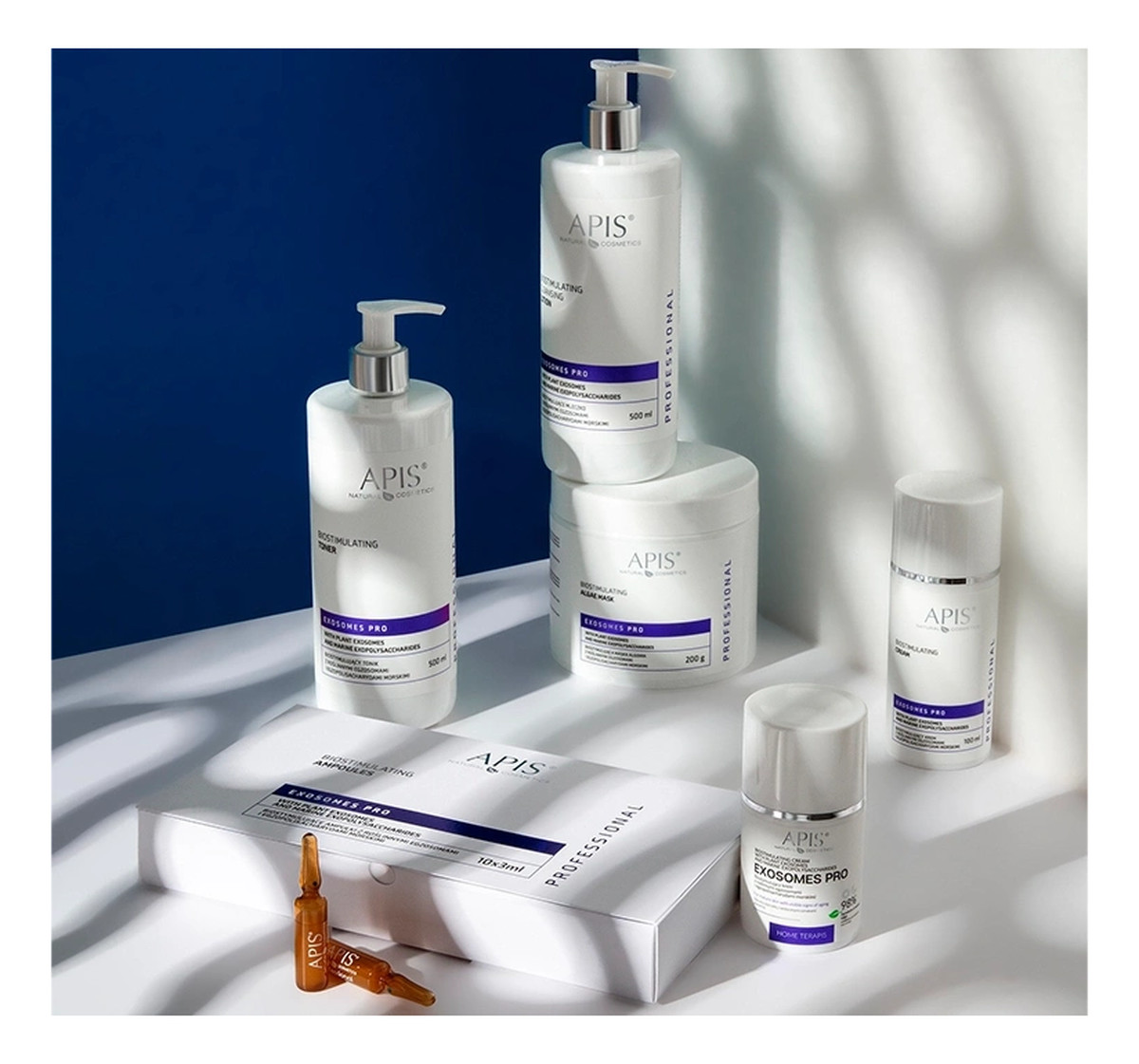 Biostymulujące ampułki z roślinnymi egzosomami 10 x 3ml + Maska algowa 200g