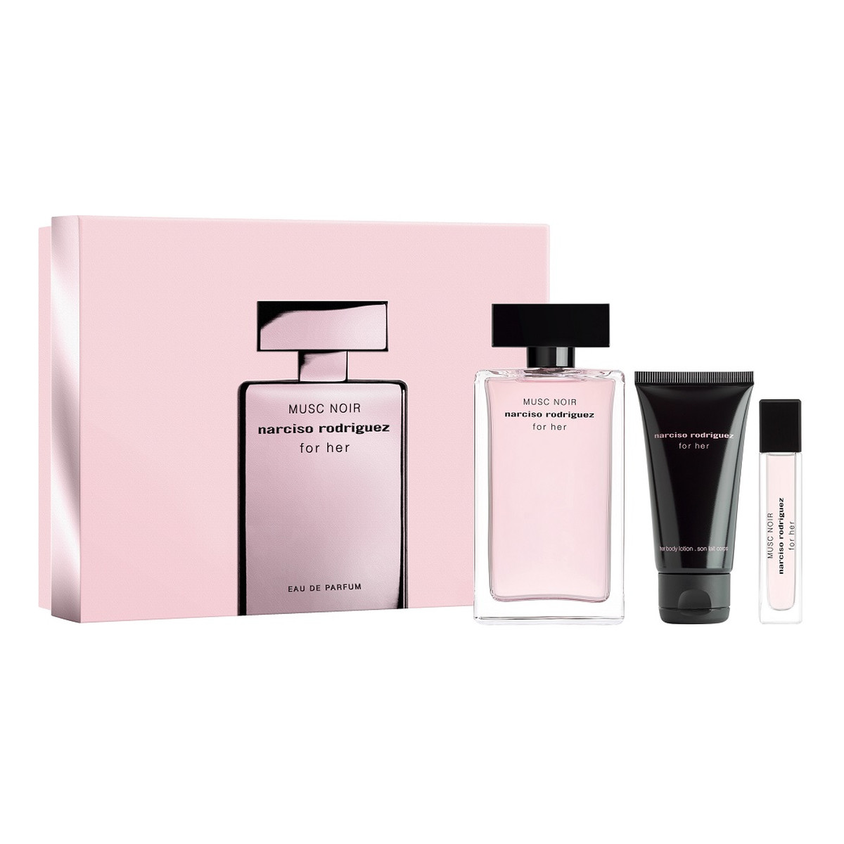 Narciso Rodriguez For Her Musc Noir Zestaw woda perfumowana spray 100ml + balsam do ciała 50ml + woda perfumowana spray 10ml