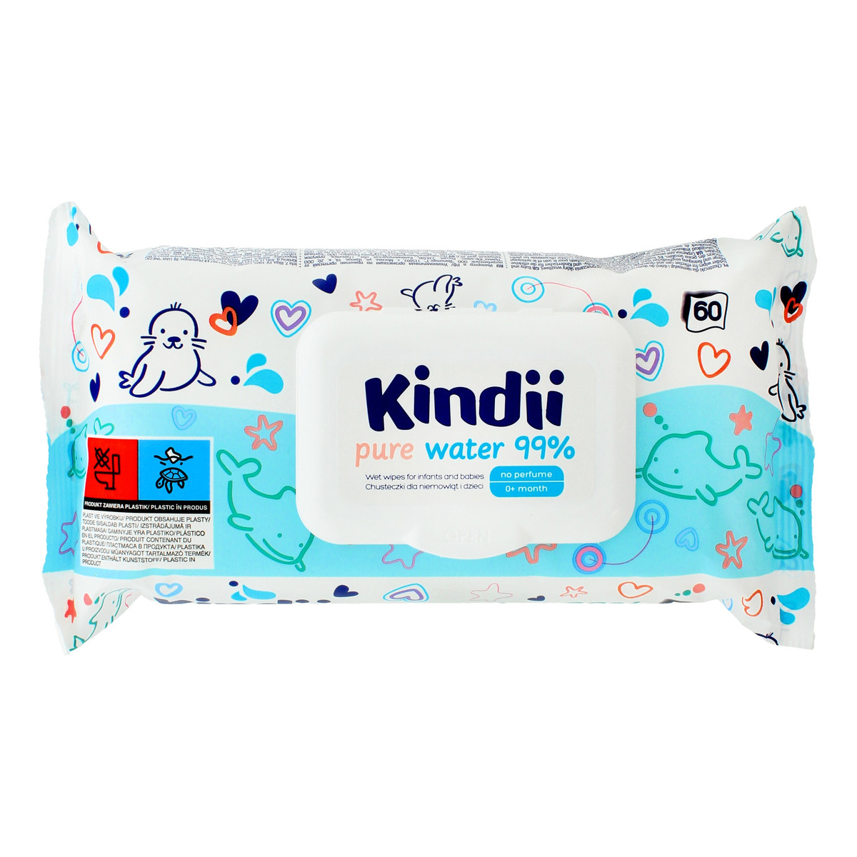 Kindii Pure Water 99% Chusteczki oczyszczające dla niemowląt i dzieci 60 szt.