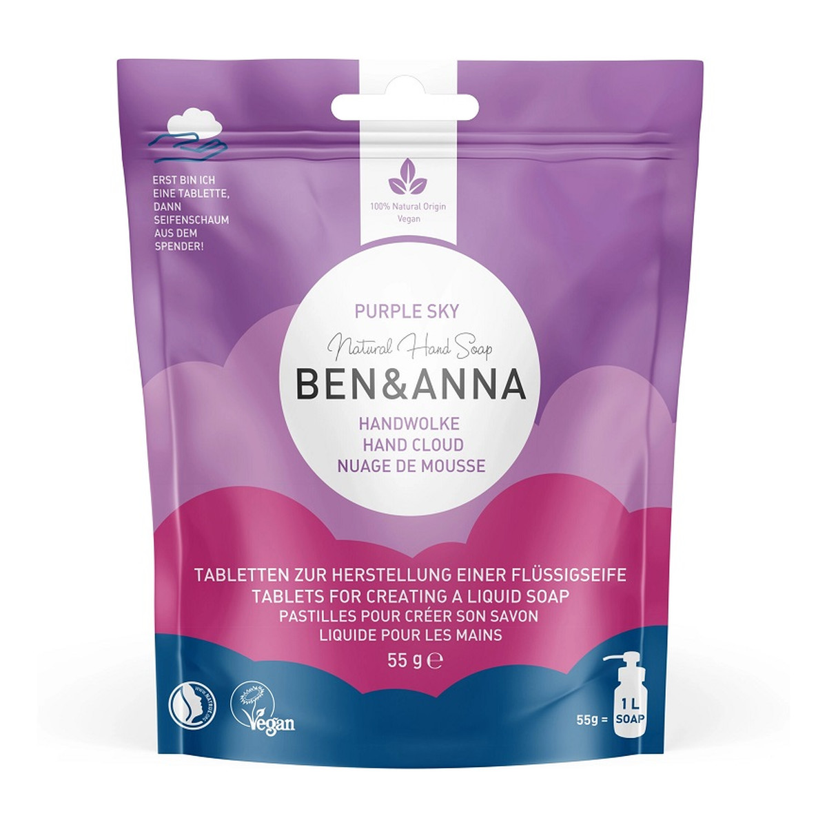 Ben&Anna Natural Hand Soap Mydło do rąk w tabletkach purple sky 10szt.