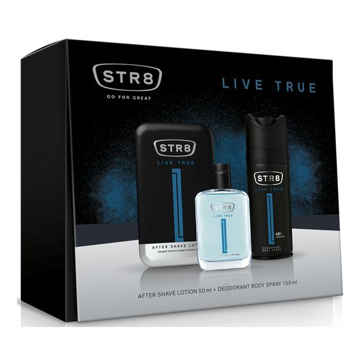 STR8 Live True zestaw prezentowy (woda po goleniu 50ml + dezodorant spray 150ml)