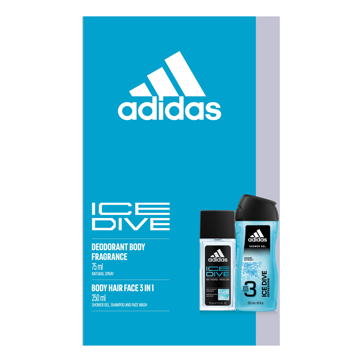 Adidas Ice Dive Zestaw prezentowy dezodorant atomizer + żel pod prysznic