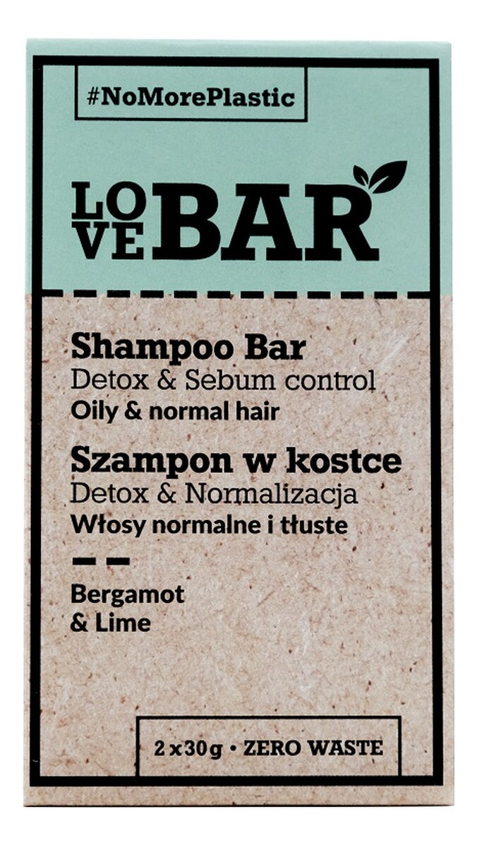 Szampon w kostce do włosów normalnych i tłustych Bergamotka & Limonka 2x30g